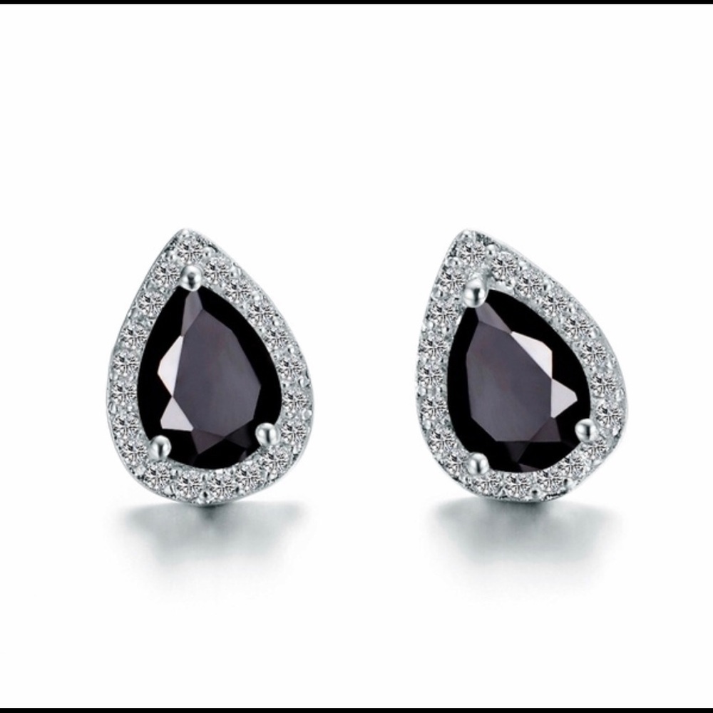 Black sapphire stud earrings